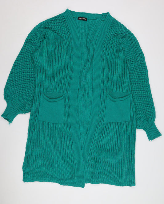 Womens UK Size 2 QED London Green Cardigan Jumper