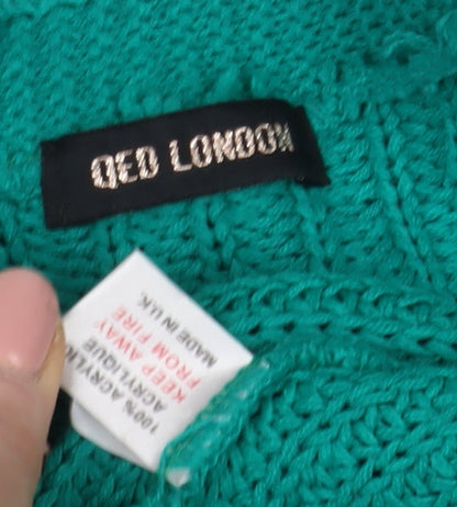 Womens UK Size 2 QED London Green Cardigan Jumper