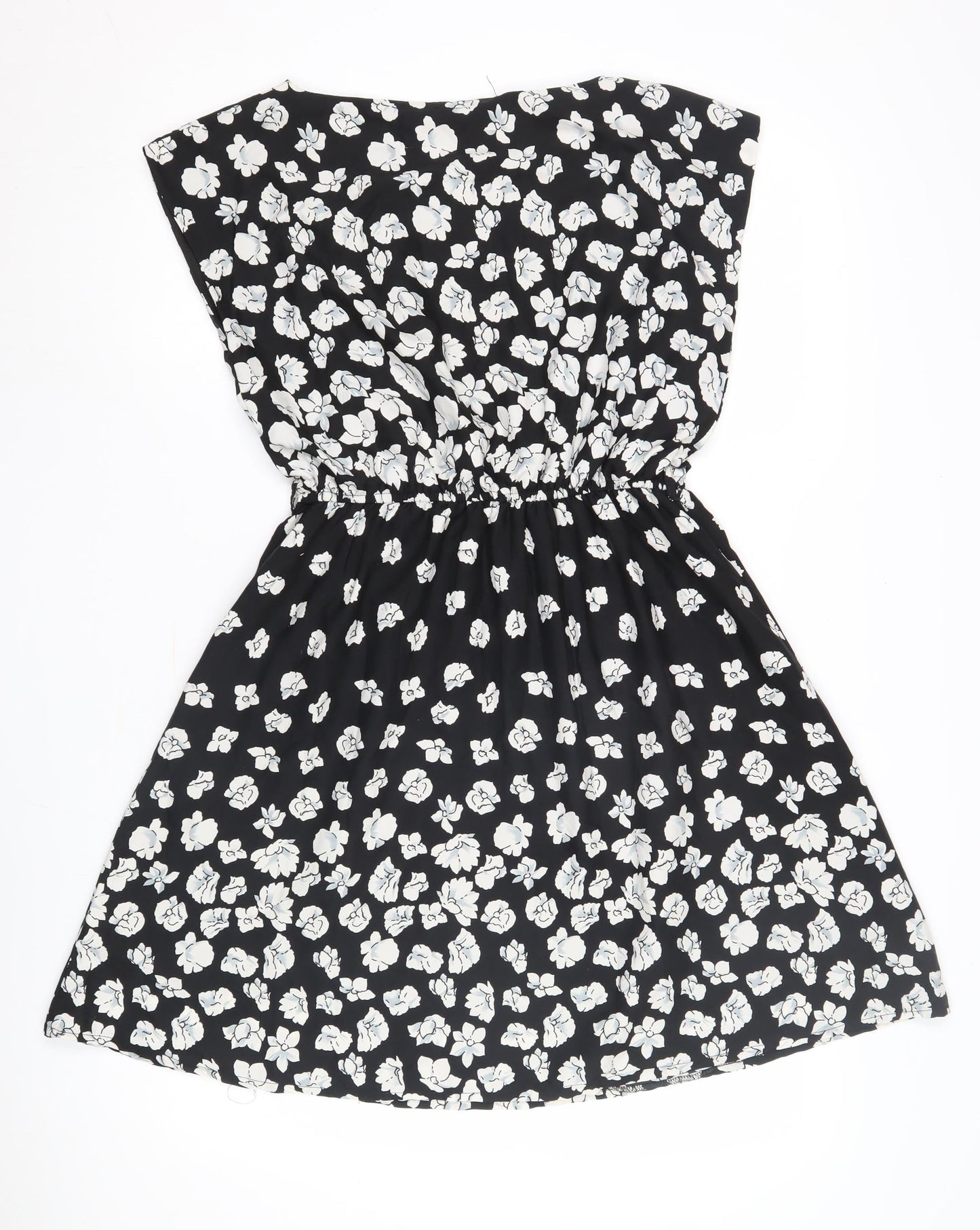 Mela Loves London Women's Black Floral A-Line Dress, Size 10, Casual Chic