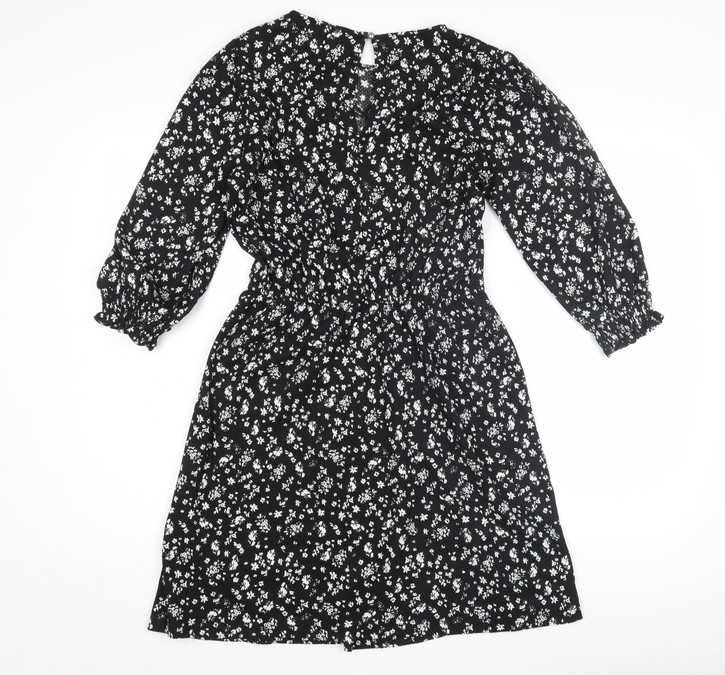 &et Women's Black Floral A-Line Dress Size 10