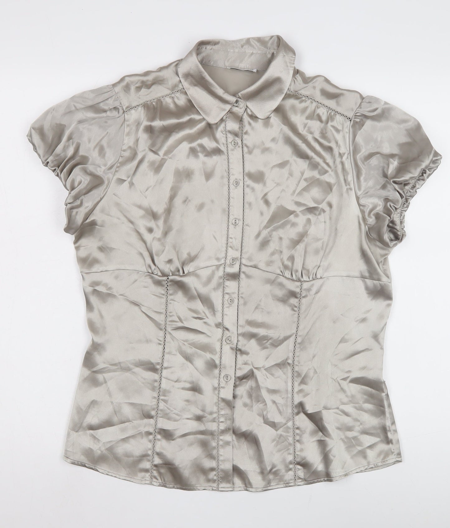 Womens UK Size 16 Marks and Spencer Silver Basic Button-Up