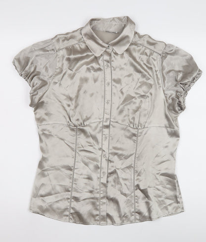 Womens UK Size 16 Marks and Spencer Silver Basic Button-Up