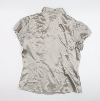 Womens UK Size 16 Marks and Spencer Silver Basic Button-Up