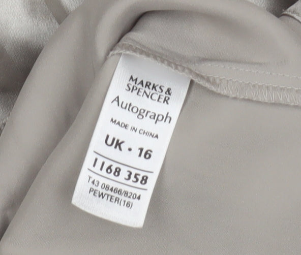 Womens UK Size 16 Marks and Spencer Silver Basic Button-Up