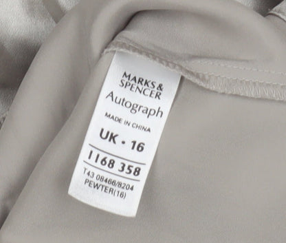 Womens UK Size 16 Marks and Spencer Silver Basic Button-Up