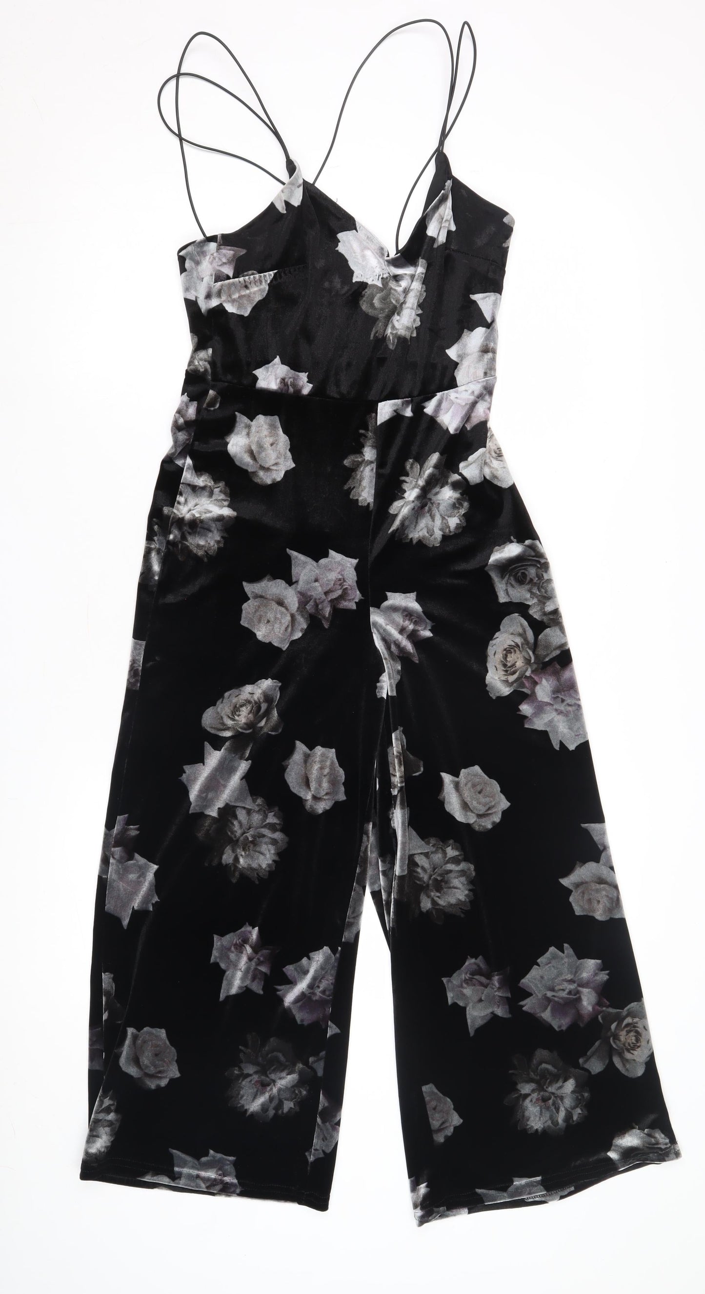 Nobody's Child Women's Black Floral Jumpsuit Size 8