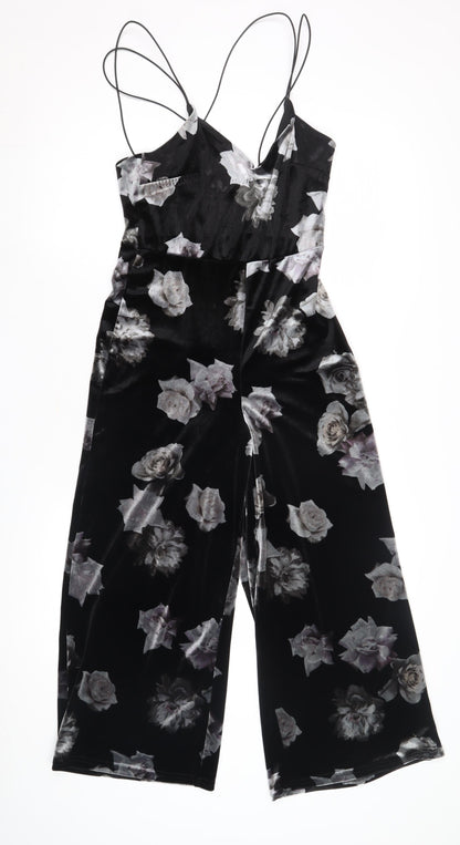 Nobody's Child Women's Black Floral Jumpsuit Size 8