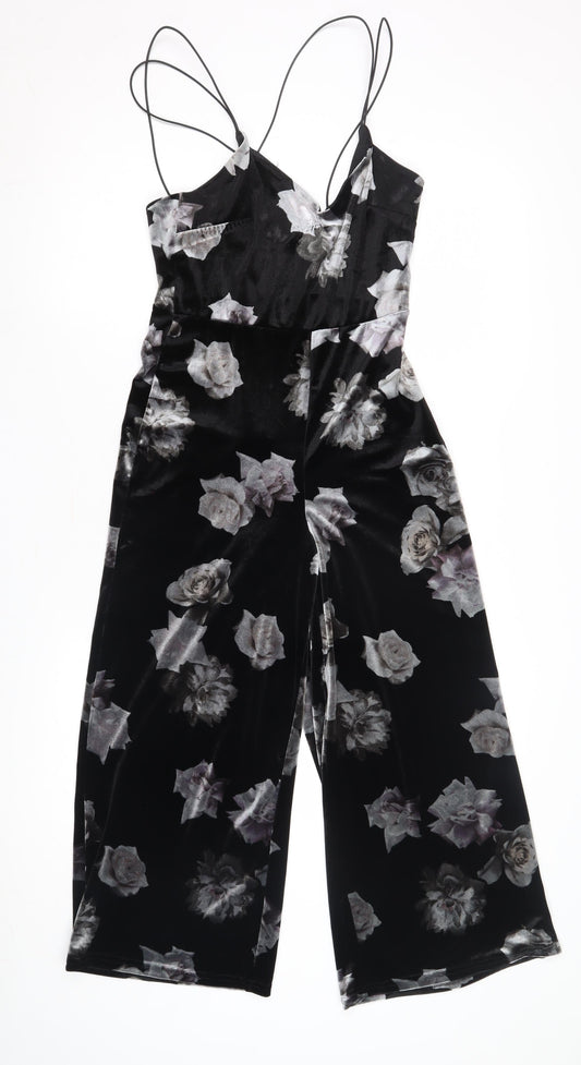 Nobody's Child Women's Black Floral Jumpsuit Size 8