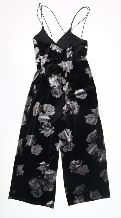 Nobody's Child Women's Black Floral Jumpsuit Size 8