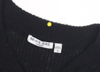Womens UK Size S Brave Soul Black Pullover Jumper