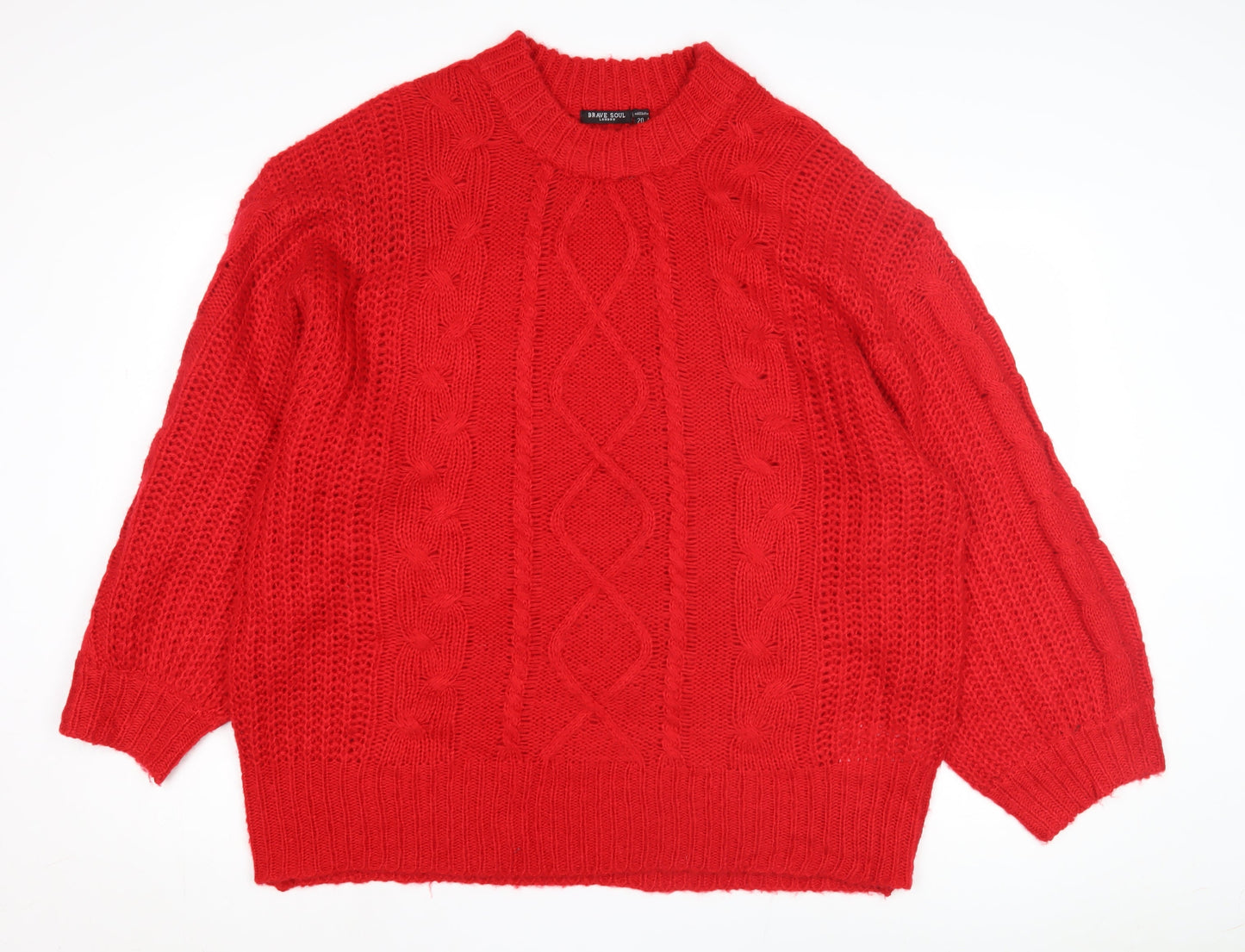 Womens UK Size 2XL Brave Soul Red Pullover Jumper