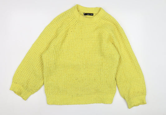 Womens UK Size XS Mango Yellow Pullover Jumper