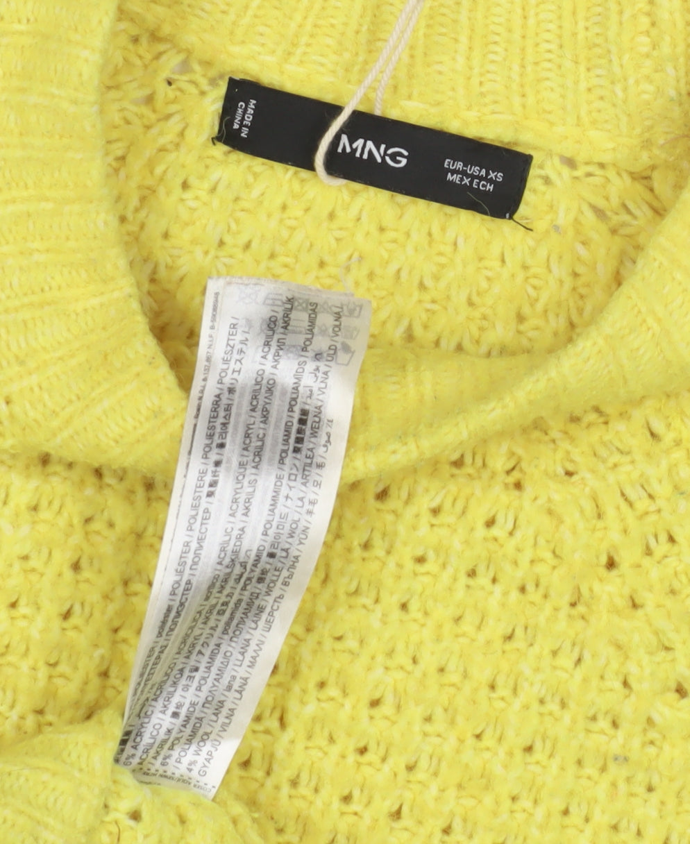 Womens UK Size XS Mango Yellow Pullover Jumper