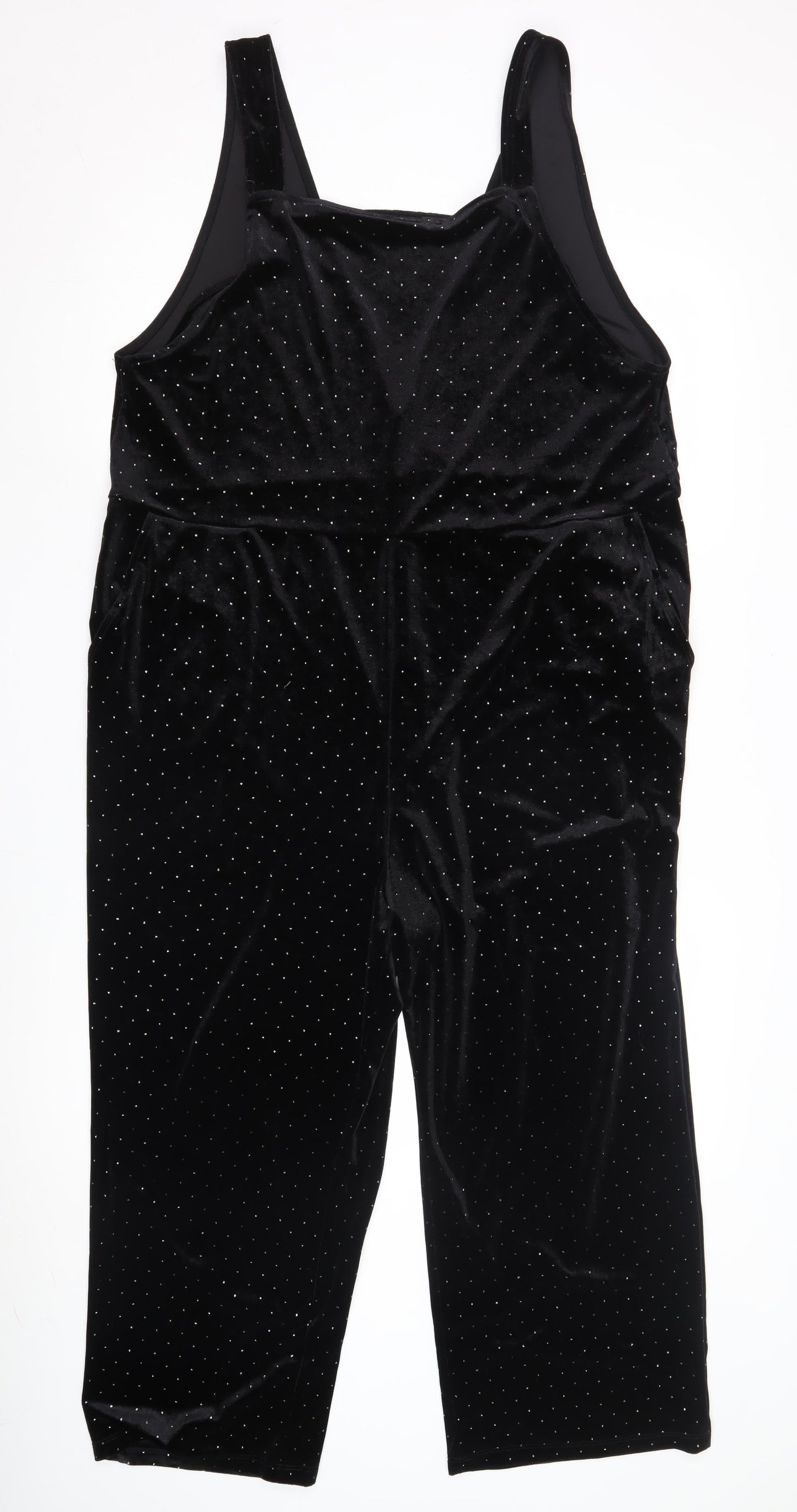 Monki Women's Black Polka Dot Velvet Jumpsuit M
