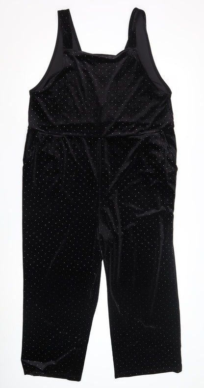 Monki Women's Black Polka Dot Velvet Jumpsuit M