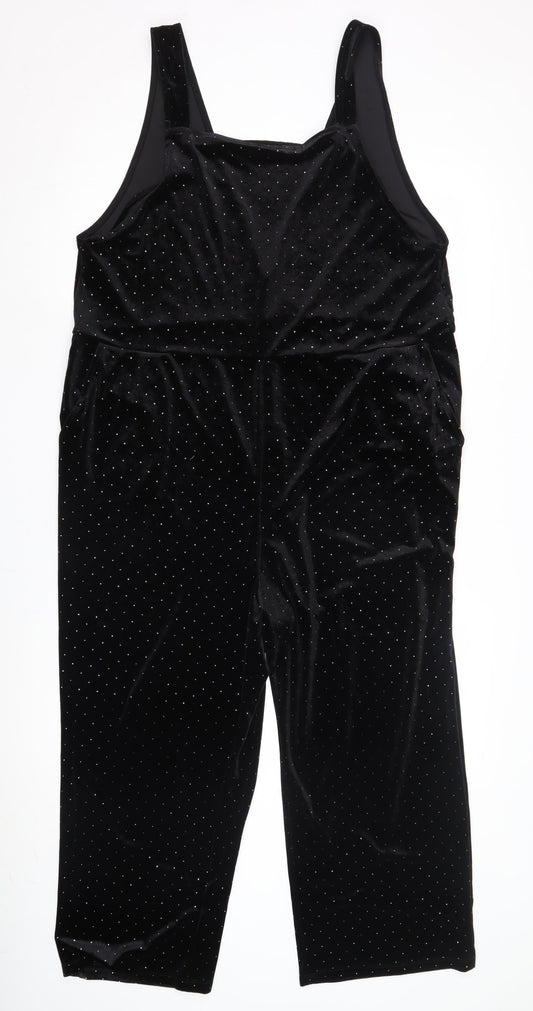 Monki Women's Black Polka Dot Velvet Jumpsuit M