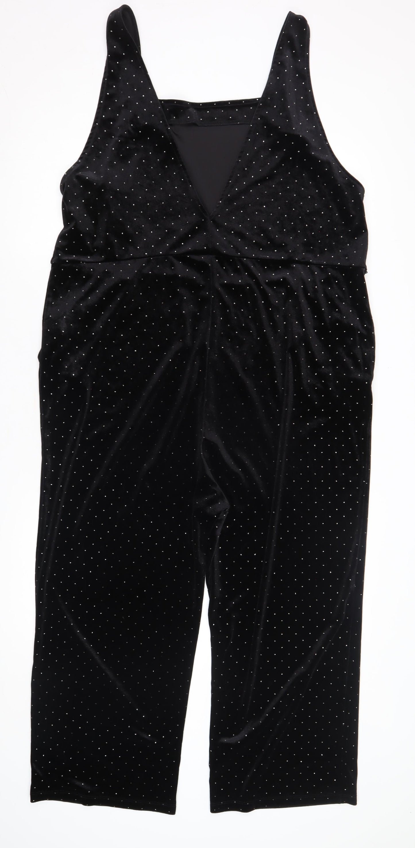 Monki Women's Black Polka Dot Velvet Jumpsuit M