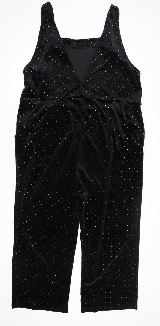 Monki Women's Black Polka Dot Velvet Jumpsuit M