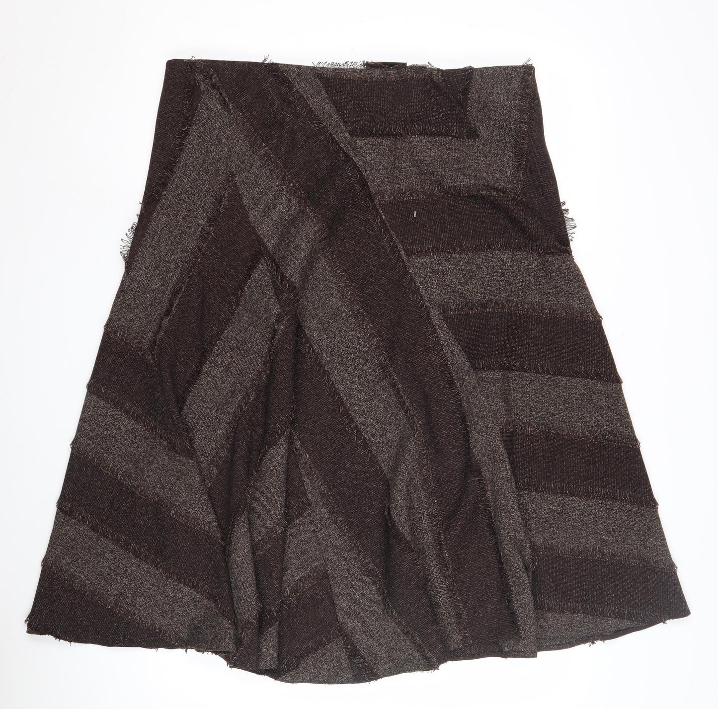 BHS Women's Brown Wool-Blend Skirt Size 16