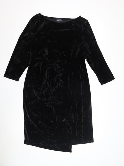 Saloos Women's Black Velour Dress, Size 16