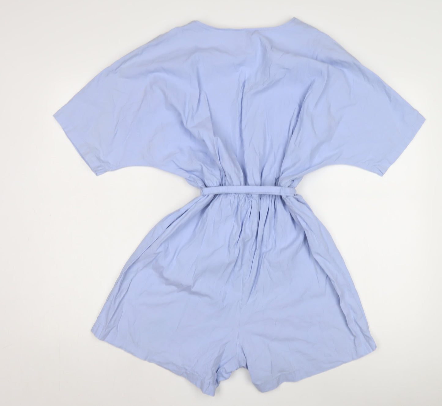 Monki Women's Blue M Playsuit V-Neck Cotton Casual