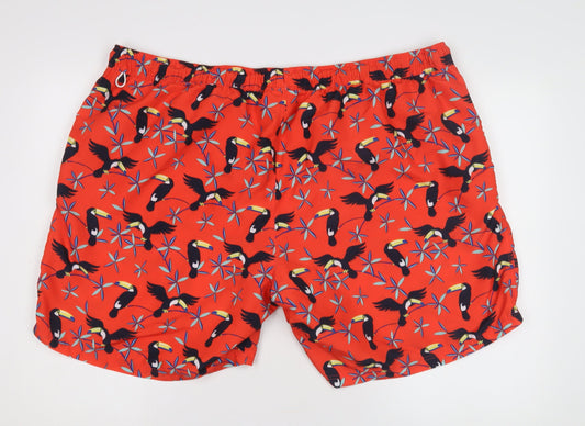 Jack & Jones Men's Red Toucan Print Casual Shorts L
