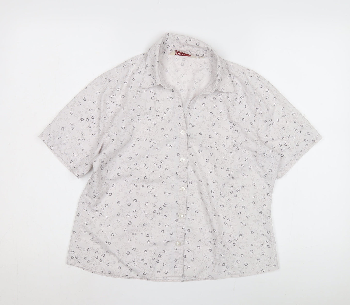 EWM Pure Classics Women's White Floral Button-Up Shirt, Size 12