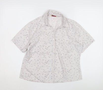 EWM Pure Classics Women's White Floral Button-Up Shirt, Size 12