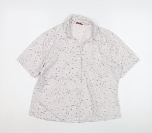 EWM Pure Classics Women's White Floral Button-Up Shirt, Size 12