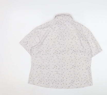 EWM Pure Classics Women's White Floral Button-Up Shirt, Size 12