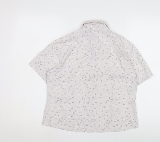 EWM Pure Classics Women's White Floral Button-Up Shirt, Size 12