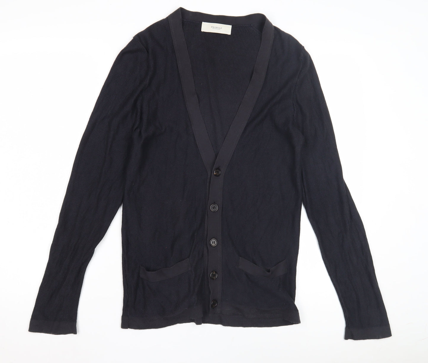 Pringle Black Cardigan Men’s S V-Neck Silk Blend