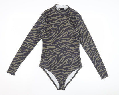 New Look Women's Grey Animal Print Bodysuit Size 12
