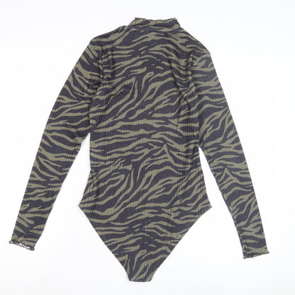 New Look Women's Grey Animal Print Bodysuit Size 12