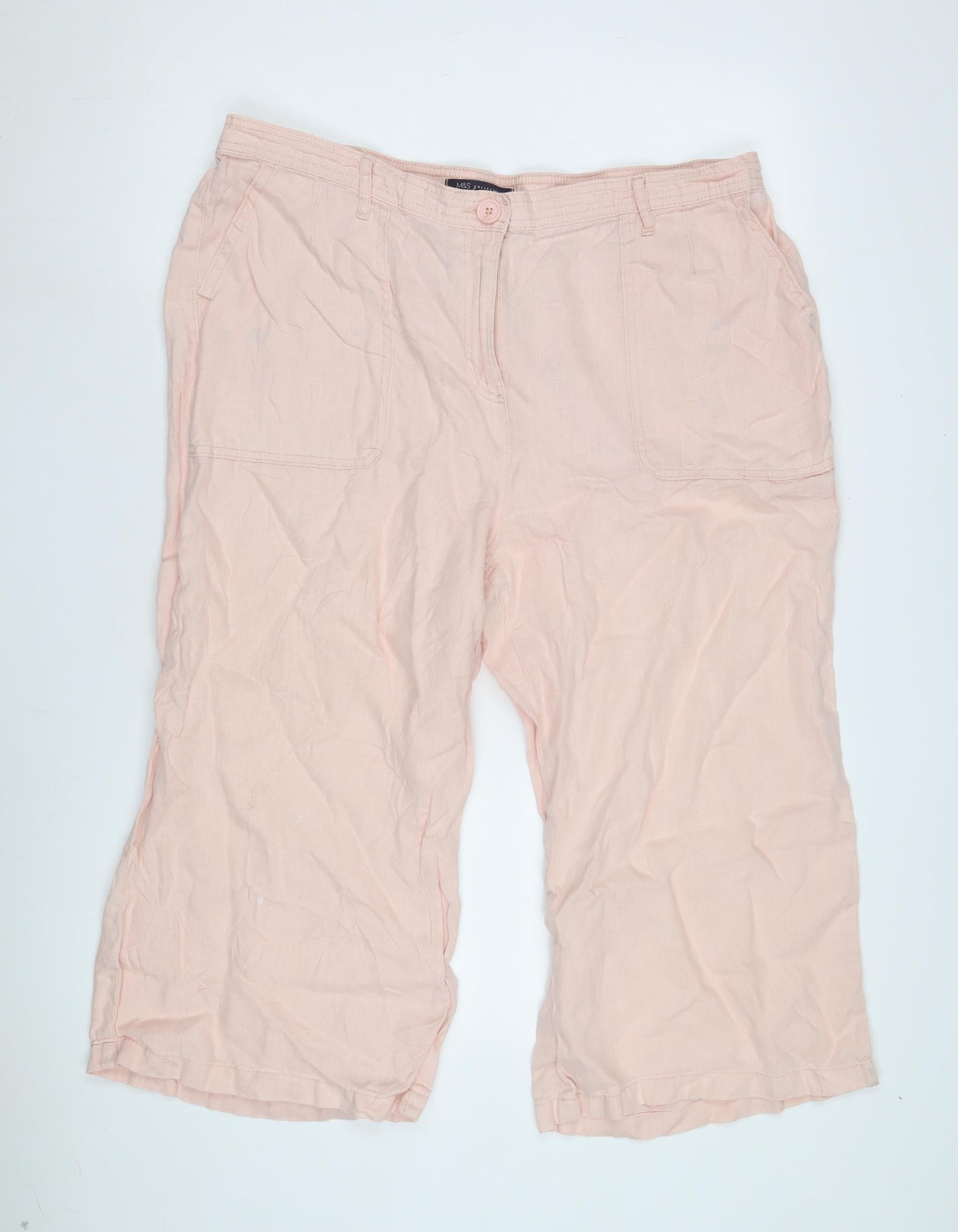 Womens UK Size 10 Marks and Spencer Relaxed Fit Casual Pink Trousers