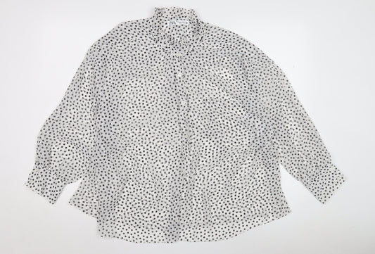 Womens UK Size XS Zara White Basic Button-Up