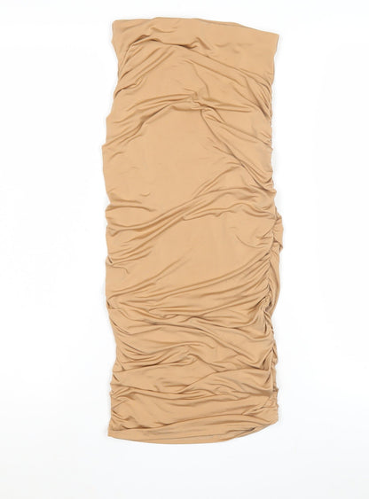 Boohoo Women's Beige Sleeveless Dress Size 4