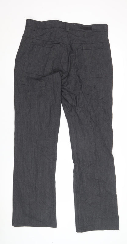 Next Men's Grey Bootcut Trousers 34L Polyester Wool
