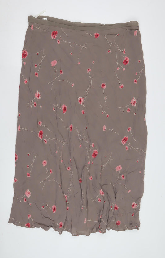 Marks and Spencer Women's Brown Floral Long Skirt, Size 22