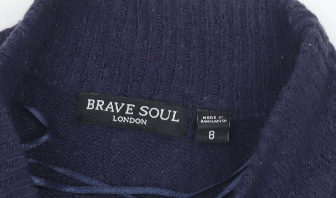 Brave Soul Women's Multicoloured High Neck Knit Dress