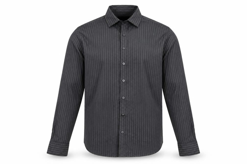 Calvin Klein Men's Grey Striped Shirt M, Button-Up Casual