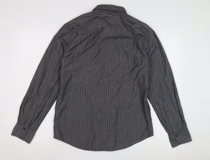 Calvin Klein Men's Grey Striped Shirt M, Button-Up Casual