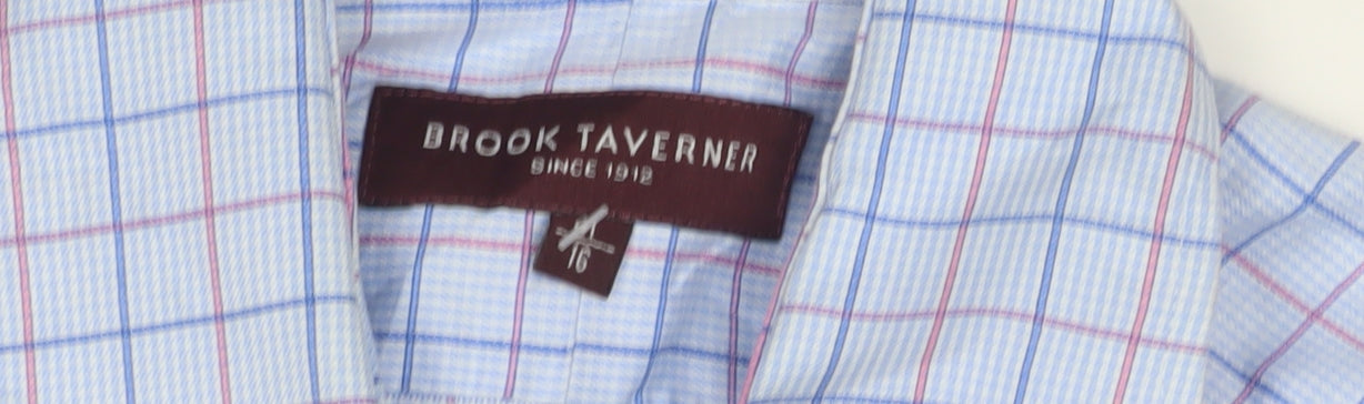 Mens UK Collar Size 16 Brook Taverner Smart Blue  Dress Shirt