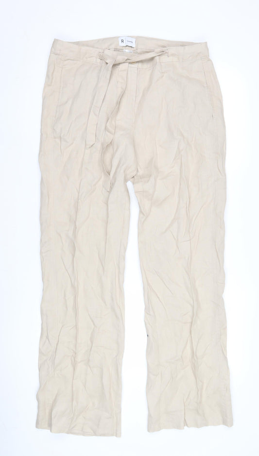 La Redoute Women's Beige Linen Trousers Size 14