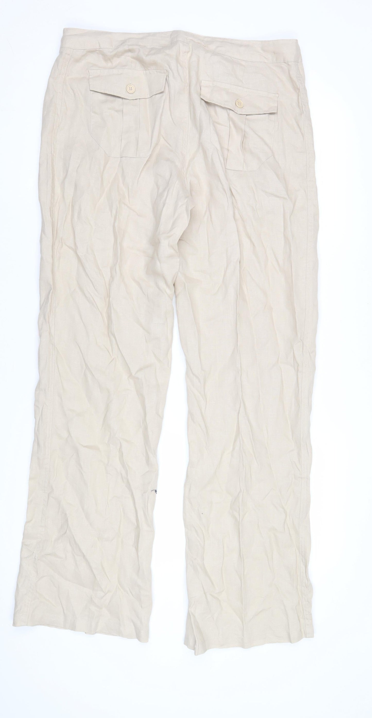 Womens UK Size 14 La Redoute Relaxed Fit Casual Beige Trousers