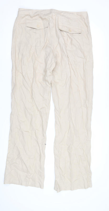 Womens UK Size 14 La Redoute Relaxed Fit Casual Beige Trousers