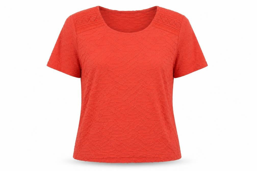 Womens UK Size M Isle Orange Basic T-Shirt