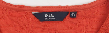 Womens UK Size M Isle Orange Basic T-Shirt