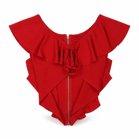 Womens UK Size 16 PRETTYLITTLETHING Red Wrap Blouse
