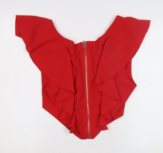 PrettyLittleThing Red Ruffle Wrap Blouse Size 16